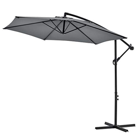 casa.pro Ampelschirm 'Budva' Durchmesser 270 cm Sonnenschirm Gartenschirm Strandschirm Polyester Stahl Grau