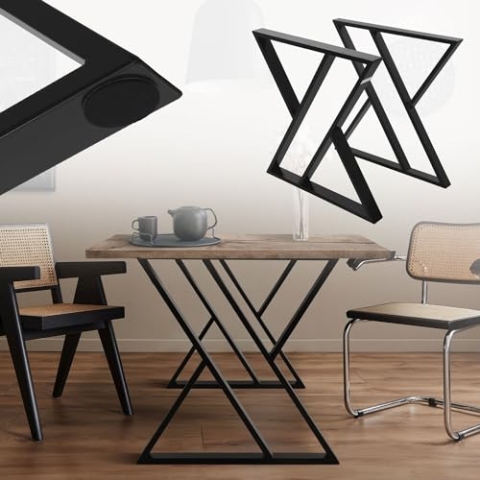 ML-Design 2 Stück Tischbeine 69xH72cm, Tischkufen X-Form, aus Stahl pulverbeschichtet, Schwarz, Industriedesign, Kufengestell für Esstisch/Schreibtisch, Tischgestell, Metall Möbelfüße für DIY-Projekte