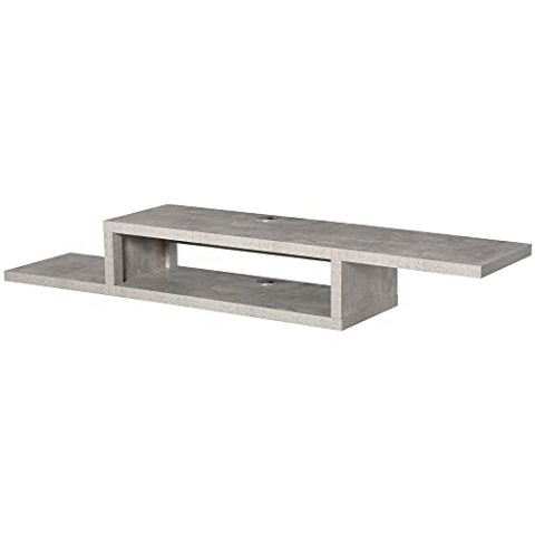 HOMCOM TV Lowboard Hängeboard Hängend Multimedia Wandregal TV Rack Multimedia Konsole für Wohnzimmer Schlafzimmer Spanplatte Zementgrau 152,4 x 29,8 x 21 cm