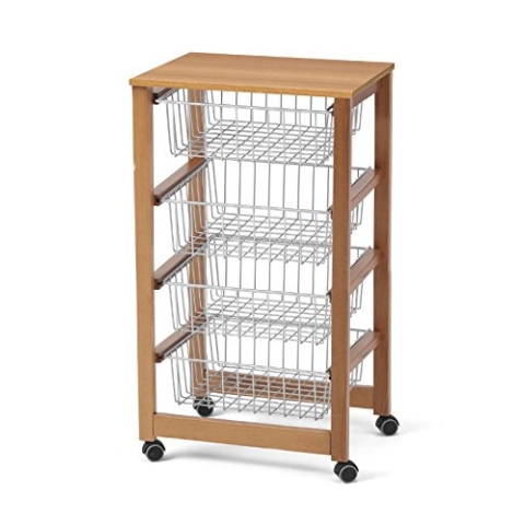 Arredamenti Italia ARREDAMENTIITALIA Küchenwagen GINGERONE, Holz - 4 Körbe - Farbe: Kirsche Holz AR-It il Cuore del Legno
