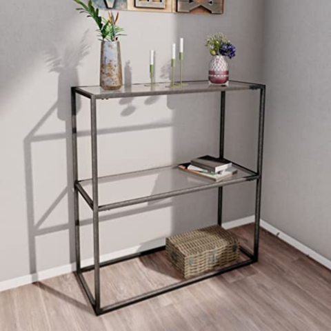 [en.casa] Konsolentisch Konnevesi Sideboard 85 x 80 x 30 cm Flurtisch mit Ablage Beistelltisch Büro Wohnzimmer Industrial Klarglas
