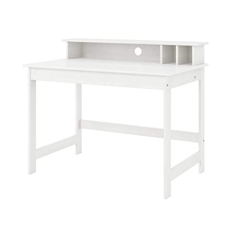 Inter Link - Schreibtisch aus massivem Kiefernholz - Computertisch - Arbeitsplatz -Bürotisch - Robust, Stabil und Zeitlos - Mit Kabelloch 110x68,50x76-91 cm - Hilda