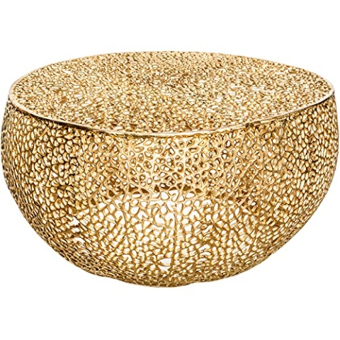 Riess Ambiente Filigraner Design Couchtisch Leaf 80cm Gold Handarbeit Wohnzimmertisch Tisch Sofatisch