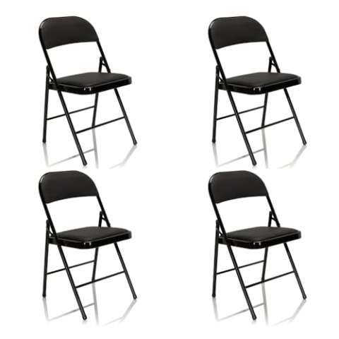 hjh OFFICE 803004 Klappstuhl 4er Set TUDELA Kunstleder Besucherstuhl Faltstuhl klappbar, bis 130kg belastbar, Schwarz
