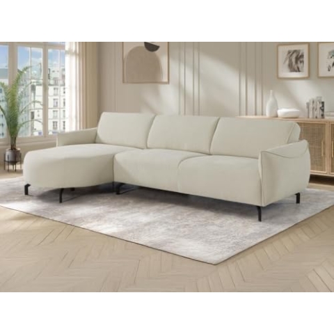 Vente-unique-Ecksofa - Ecke Links - Stoff - Beige - FERIONA
