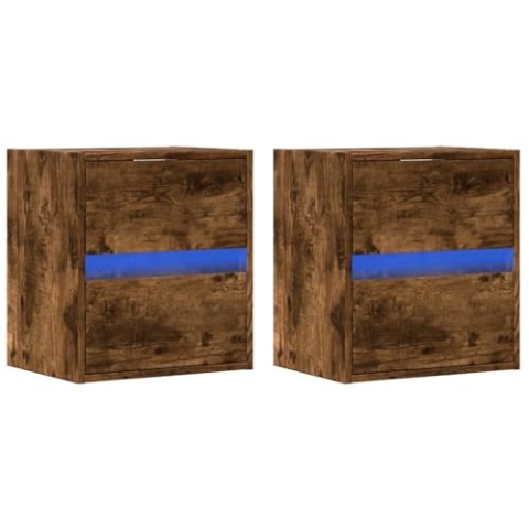 vidaXL TV Wandschrank, TV Schrank Lowboard mit LED-Beleuchtung, Hängeschrank Fernsehschrank für Wohnzimmer, Fernsehtisch TV Board Hängend, 2 STK. Räuchereiche