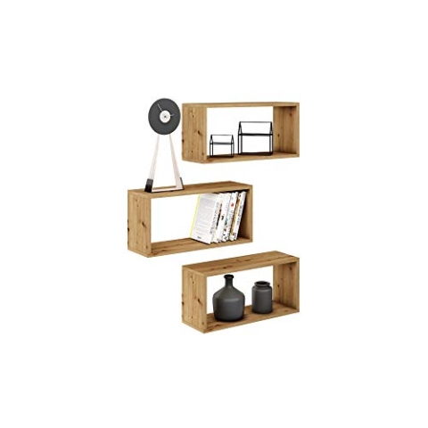 MATKAM Adam Wandregal in moderner Optik | 3 Regalwürfel, Maße je B/H/T 31 x 65 x 21 cm | Holzstärke 18 mm | In verschiedenen Ausführungen erhältlich | Max. Belastung 20 kg (Artisan Eiche)