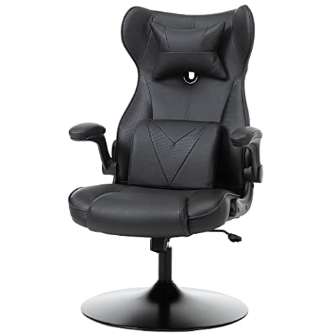 Vinsetto Gaming Stuhl mit Wippenfunktion, ergonomischer Computerstuhl, höhenverstellbar Bürostuhl, drehbar Schreibtischstuhl mit Kopf- und Lendenkissen, bis 120 kg belastbar, Schwarz