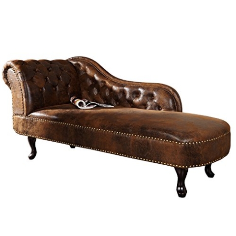 Invicta Interior Design Chesterfield Recamiere im Antik Look Couch Sofa Sessel Polsterliege braun