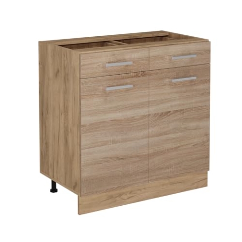 Vicco Küchenunterschrank R-Line, Schubladenschrank für die Küche, Sonoma, 80 cm ohne Arbeitsplatte