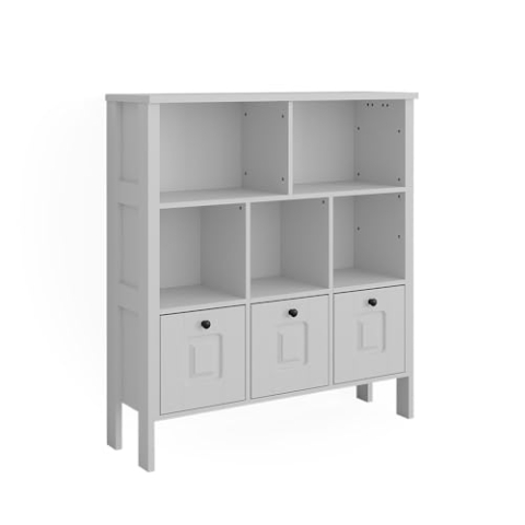 VitaliSpa Kinderregal Ajaton, Spielzeugregal für Faltboxen, Weiß, 103.6 x 113.4 cm