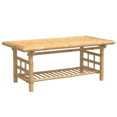 vidaXL Couchtisch, Beistelltisch mit Ablage, Sofatisch für Wohnzimmer Schlafzimmer Terrasse Balkon, Kaffeetisch Teetisch Tisch, Bambus