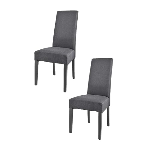 t m c s Tommychairs - 2er Set Moderne Stühle Chiara für Küche und Esszimmer, robuste Struktur aus lackiertem Buchenholz Farbe Dunkelgrau, gepolstert und mit Stoff in der Farbe Dunkelgrau bezogen