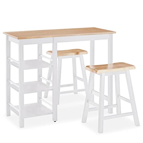 vidaXL Bar Set 3-TLG. MDF Weiß Bartresen Stehtisch Bartisch Barstuhl Hocker