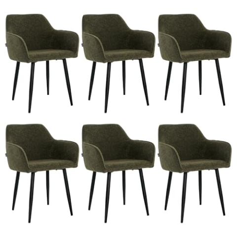 Mevsim Store Esszimmerstühle 6er Set Bouclé Grün – Polsterstühle mit Armlehne & Metallbeinen – Moderne Küchenstühle für Esszimmer & Wohnzimmer