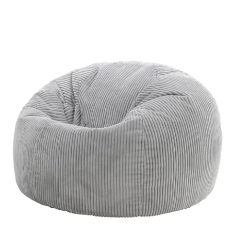 Icon Kingston Sitzsack Cord, Grau, Sitzsack Erwachsene mit Füllung, Bean Bag, Cord Sessel, Lounge Sessel, Lounge Stuhl, Schlafzimmer, Wohnzimmer, Wohnzimmer Möbel