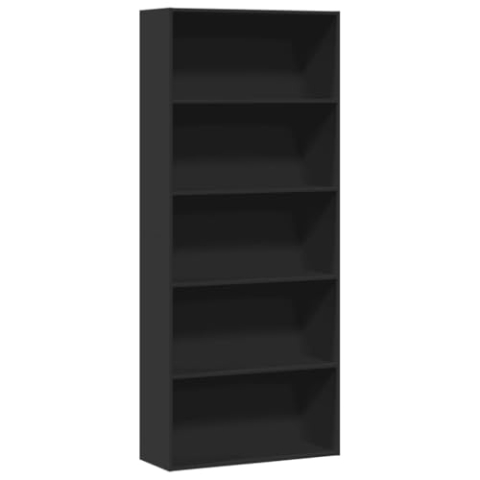 vidaXL Bücherregal, Bücherschrank mit 5 Fächern, Standregal für Wohnzimmer Büro, Büroregal Wandregal Raumteiler, Schwarz Holzwerkstoff