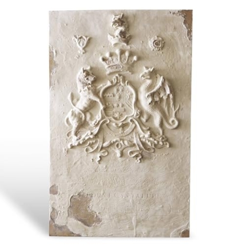 Loberon Bild Bédeille, 3D-Optik mit Kunstvollem Ornament, Historischer Eindruck mit Antik-Finish, Authentisch Wirkende Patina, Wanddeko, Wandschmuck, Polyresin, antikweiß