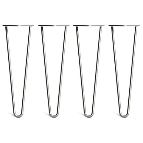The Hairpin Leg Co. 4X Haarnadel-Tischbeine: Doppel-Schweiß Stahl, Schrauben, Anleitung, Schutzfüße. Klassischer 10mm 2 Stangen Stil. 40cm Rohstahl