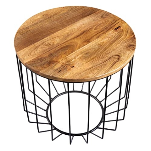riess-ambiente.de Industrial Couchtisch Factory LOFT 50cm Natur Mango Massivholz | Beistelltisch im Industrial Look | Ideal im Wohnzimmer
