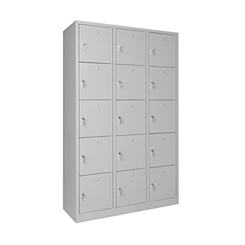 furni24 Schließfachschrank Schließfach Wertfachschrank Personalschrank Wertfach Spind 190 cm x 120 cm x 45 cm grau RAL 7035 **fertig montiert** Verschiedene Ausführungen