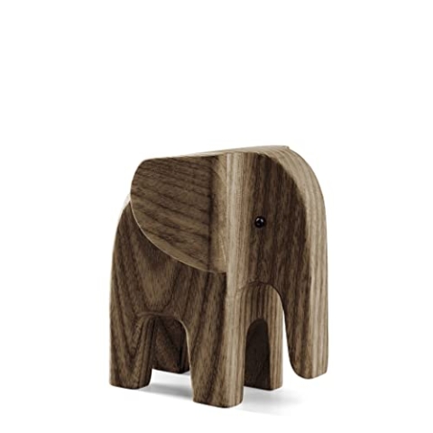 Novoform Design - Baby Elephant - Dekofigur, Holzfigur - Elefant - Eschenholz gebeizt - Maße (LxBxH): 7,5 x 4 x 7,7 cm