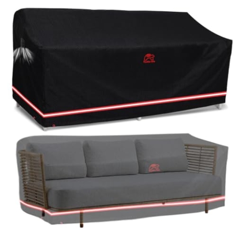 Turtle Life Gartensofa Abdeckung, Gartenbank Abdeckung Wasserdicht für 3-4 Sitzer Gartensofa, Gartensofa Abdeckung kein Verblassen innerhalb von 2 Jahren, schwarz 236 x 102 x 89CM