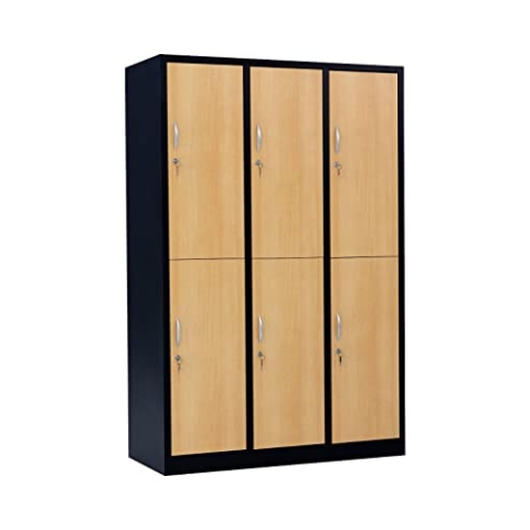 Furni 24 Garderobenschrank Schließfach Spind Umkleideschrank Kleiderschrank Abteilbreite 40 cm 6-türig fertig montiert Verschiedene Ausführungen verfügbar