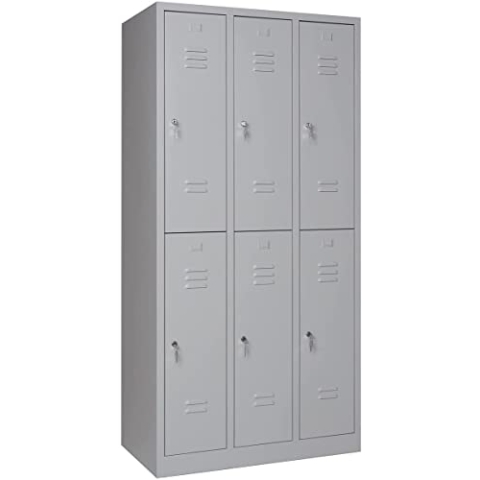 furni24 Garderobenschrank Schließfach Spind Umkleideschrank Kleiderschrank Abteilbreite 40 cm 6-türig fertig montiert Verschiedene Ausführungen verfügbar