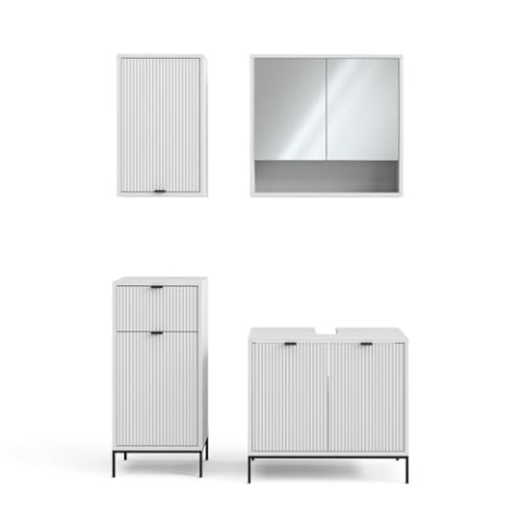 Vicco Badmöbel-Set Eliza, Badezimmerschrank-Set, Weiß, 4 Teile