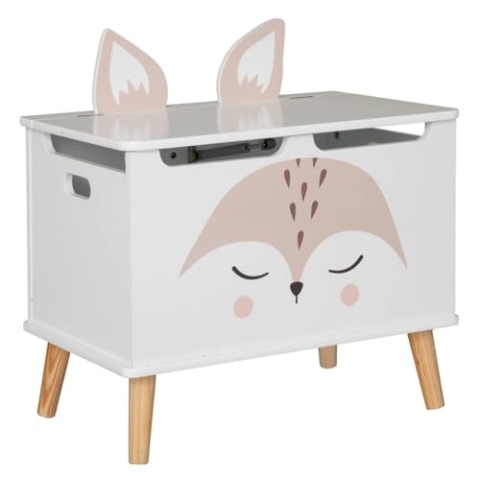 Atmosphera - Kindertruhe Fuchs - Holz und Kiefer - weiß - 53x54-5 cm. - Weiß