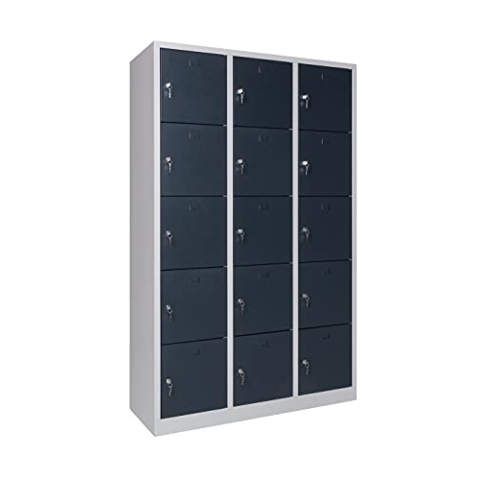 furni24 Schließfachschrank Schließfach Wertfachschrank Personalschrank Wertfach Spind 190 cm x 120 cm x 45 cm anthrazitgrau RAL 7016 **fertig montiert** Verschiedene Ausführungen