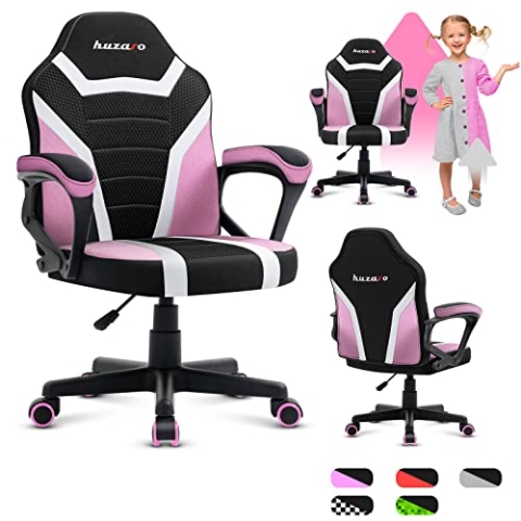 huzaro Ranger 1.0 Gaming Stuhl für Kinder Bürostuhl Gamer Chair Schreibtischstuhl ergonomisches modernes Design Armlehnen Sitzhöhenverstellung Gummiräder Rosa