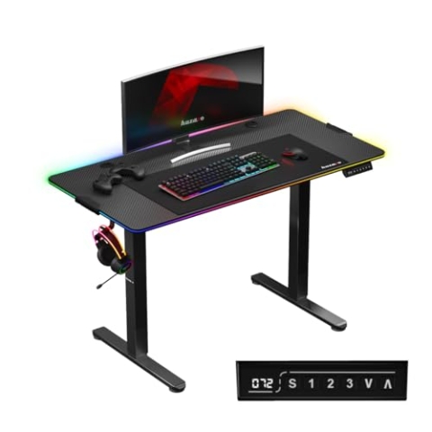huzaro Hero 8.2 RGB | LED Tisch Elektrisch Computertisch Schreibtisch Stehtisch 120 x 60 cm Höhenverstellbarer | Stufenlos verstellbar 3 Memory-Steuerung Memoboard Metallkonstruktion | Schwarz