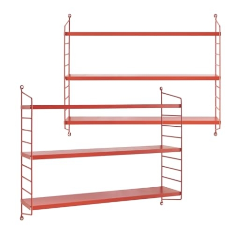 [en.casa] Modulares Wandregal Strängnäs 2er Set Metallregal Rot Hängeregal mit 3 Regalböden Badregal Küchenwandregal Wandablage Wohnzimmer
