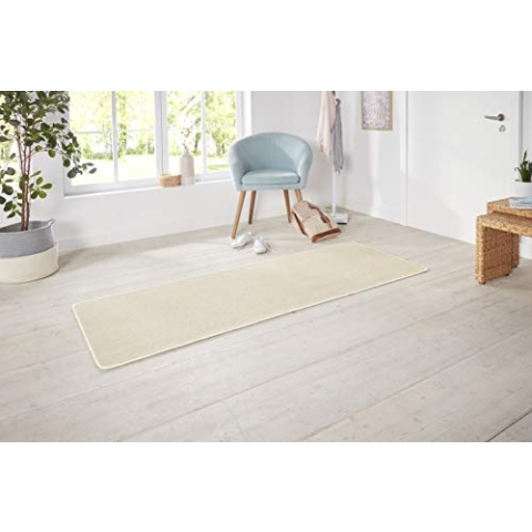 Hanse Home Nasty Läufer – Flauschiger Kurzflor Teppich Einfarbig Unifarben für Esszimmer, Wohnzimmer, Kinderzimmer, Flur, Schlafzimmer, Küche – Uni Creme, 80x300cm