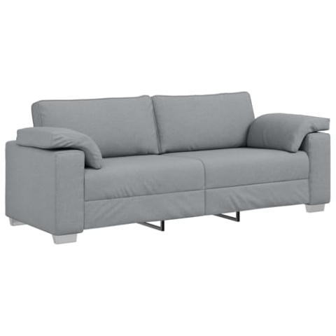 vidaXL Zeitgenössisches Hellgraues Sofa für 3 | Robuste Sitzgelegenheit mit fleckenresistentem Stoff, inklusive 2 Kissen – perfekt für Dein Wohnzimmer, modernes Design mit Metall- und Holzrahmen.