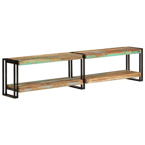 vidaXL TV Schrank, Fernsehschrank mit viel Stauraum, Lowboard für Fernseher Wohnzimmer, Fernsehtisch TV Möbel HiFi Schrank, Massives Altholz