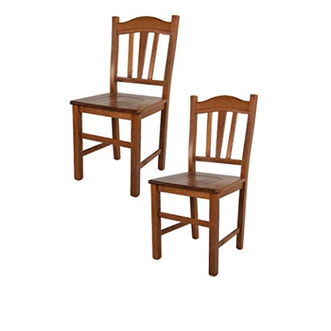 t m c s Tommychairs - 2er Set Stühle Silvana für Küche und Esszimmer, Robuste Struktur aus Buchenholz, in der Farbe Helles Nussbraun lackiert und Sitzfläche aus Holz