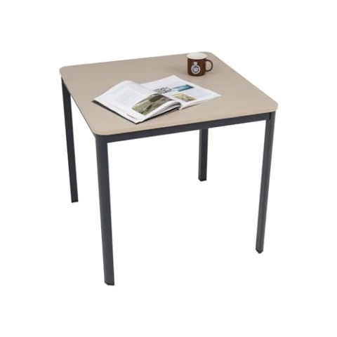 furni24 Schreibtisch D-Profil Nova 80x80x75cm, Sandfarbe, Einfache Montage, Arbeitstisch, Bürotisch, Küchentisch, Esstisch, Druckertisch Büro-Möbel Computertisch Gaming-Tisch Mehrzwecktisch