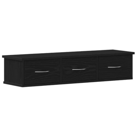 vidaXL Wandschrank Schwarz Eichen-Optik 88x26x18,5 cm Holzwerkstoff, TV-Hängeschrank, TV-Hängeschränke, schwebender TV-Schrank, Wandschrank