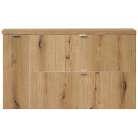 [en.casa] Waschtischunterschrank Skelbolu Waschbeckenunterschrank hängend 100 x 60 x 40 cm Badezimmerschrank mit 2 Schubladen und 1 Tür Badschrank mit Softclose-System Eicheoptik
