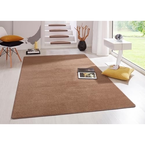 Hanse Home Indoor Teppich Fancy – Wohnzimmerteppich einfarbig Modern Velours Teppich für Esszimmer, Wohnzimmer, Kinderzimmer, Flur, Schlafzimmer, Küche – Braun, 160x240cm