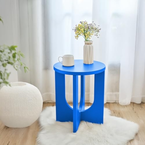 [en.casa] Beistelltisch Kysdajore rund 50 x Ø40 cm Sofatisch Royalblau Kleiner Tisch für Wohnzimmer Schlafzimmer Indoor