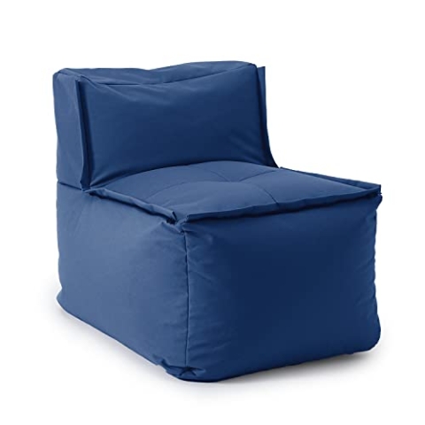 Lumaland Sitzsack-Lounge Modular Mittelteil | Waschbare & Wasserfeste Sitzmöbel für Innenräume & Garten | Indoor & Outdoor Sitz-Garnitur | Einfach erweiterbar | 54x81x70cm [Dunkelblau]