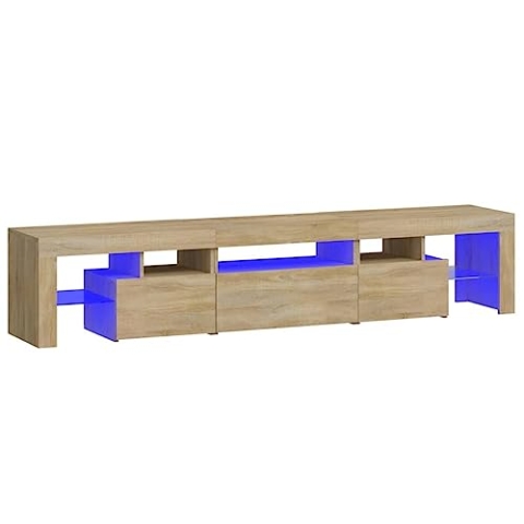 vidaXL TV Schrank mit LED-Leuchten Lowboard TV Möbel Tisch Board Sideboard Fernsehschrank Fernsehtisch HiFi-Schrank Sonoma-Eiche 200x36,5x40cm