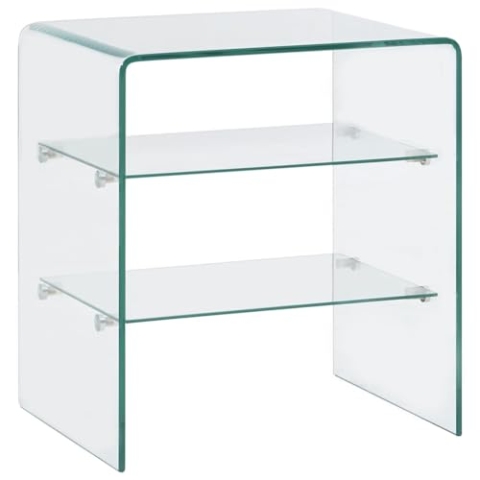 vidaXL Couchtisch mit 2 Regale Beistelltisch Glastisch Wohnzimmertisch Sofatisch Teetisch Kaffeetisch Tisch 50x40x56cm Hartglas 10mm