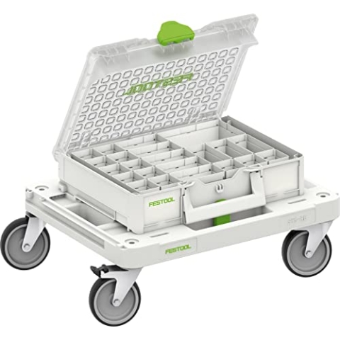 Festool Organizer und Rollbrett-Set SYS3 ORGM89/RB P - Werkzeugschrank - Klein - Heimbüro - Modern - Hochglanz - Kunststoff - Mit Rädern - 7.4 Liter - T-LOC - Bodenmontage