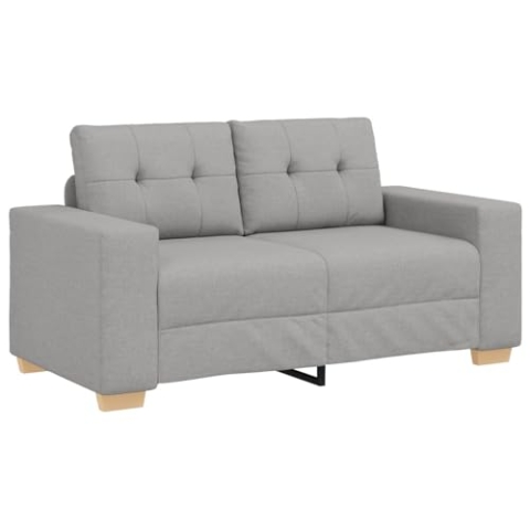 vidaXL Cloud Grau Loveseat Sofa für Wohnzimmer Stylische gepolsterte Sitzgelegenheit Kompaktes 2-Sitzer Modernes Design Bequeme getuftete Kissen Ideal für drinnen Zwei Mittlere Moderne Kissen Hell