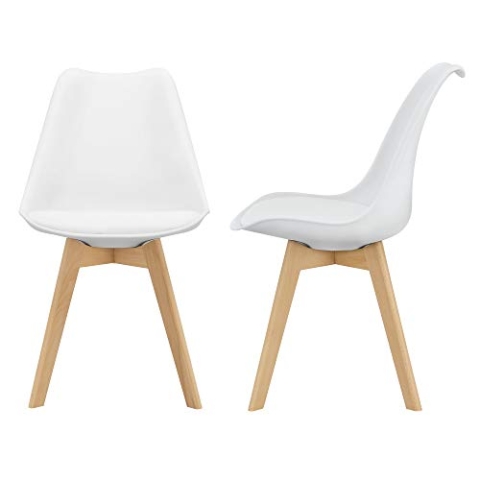 [en.casa] 2er-Set Design Esszimmerstühle 'Fläten' 81 x 49cm Weiß PU-Kunstleder Polsterstuhl Stühle Wohnzimmerstuhl Küchenstuhl
